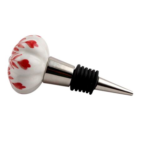 Red Leaf Ceramic Wine Stopper (Pack Of One Piece)